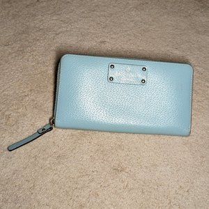 👛 Kate Spade Leather Wallet - Sky Blue - New, Never Used - Zipper